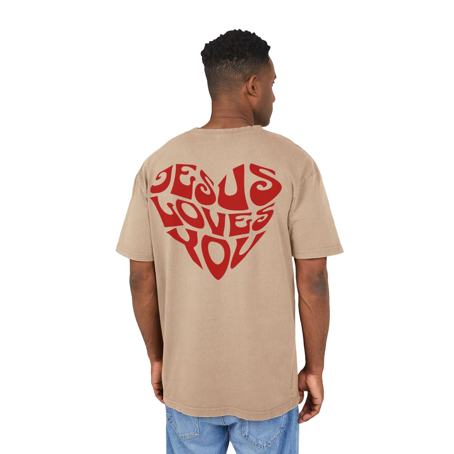 Jesus Loves You Acid Washed Heavy Oversized T-Shirt