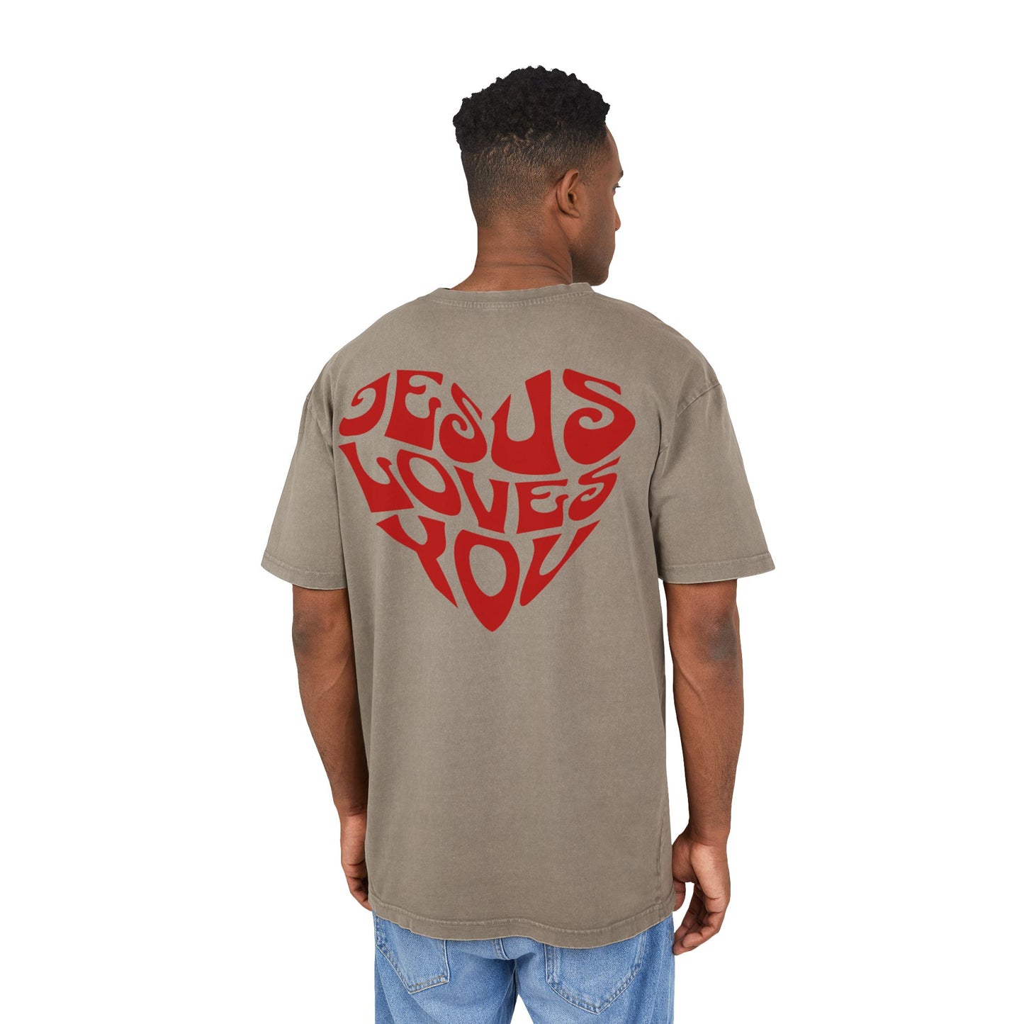 Jesus Loves You Acid Washed Heavy Oversized T-Shirt