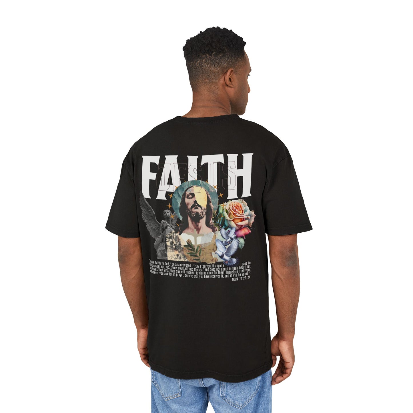 Have Faith Acid Washed Heavy Oversized T-Shirt