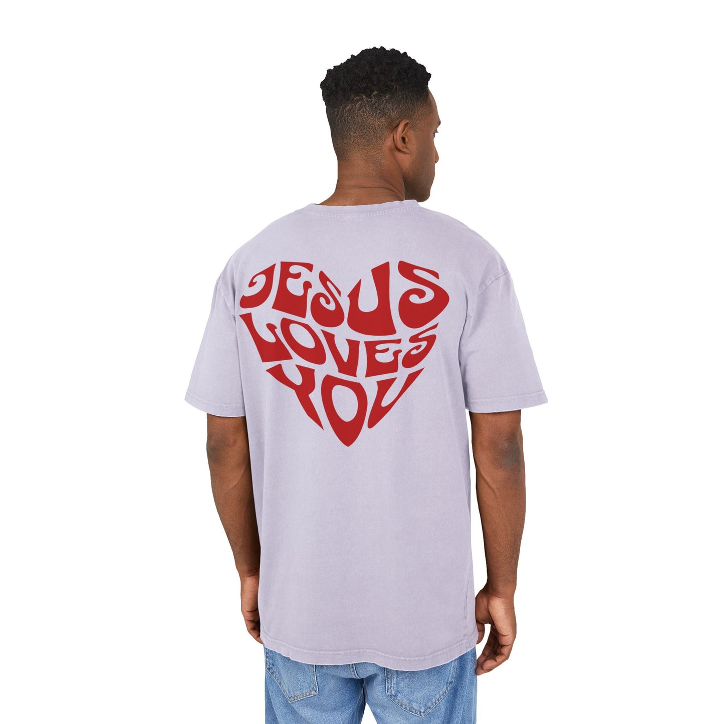 Jesus Loves You Acid Washed Heavy Oversized T-Shirt