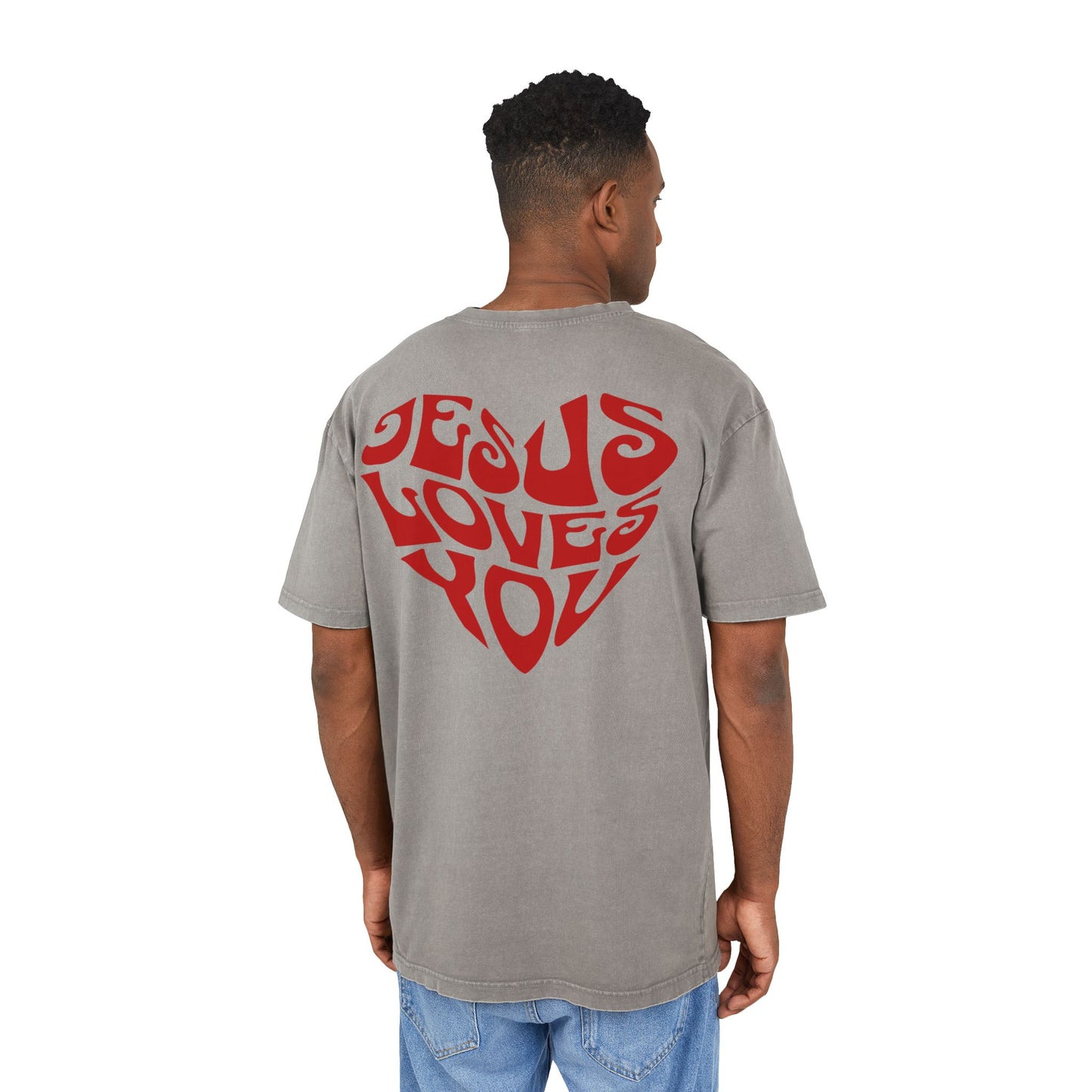 Jesus Loves You Acid Washed Heavy Oversized T-Shirt