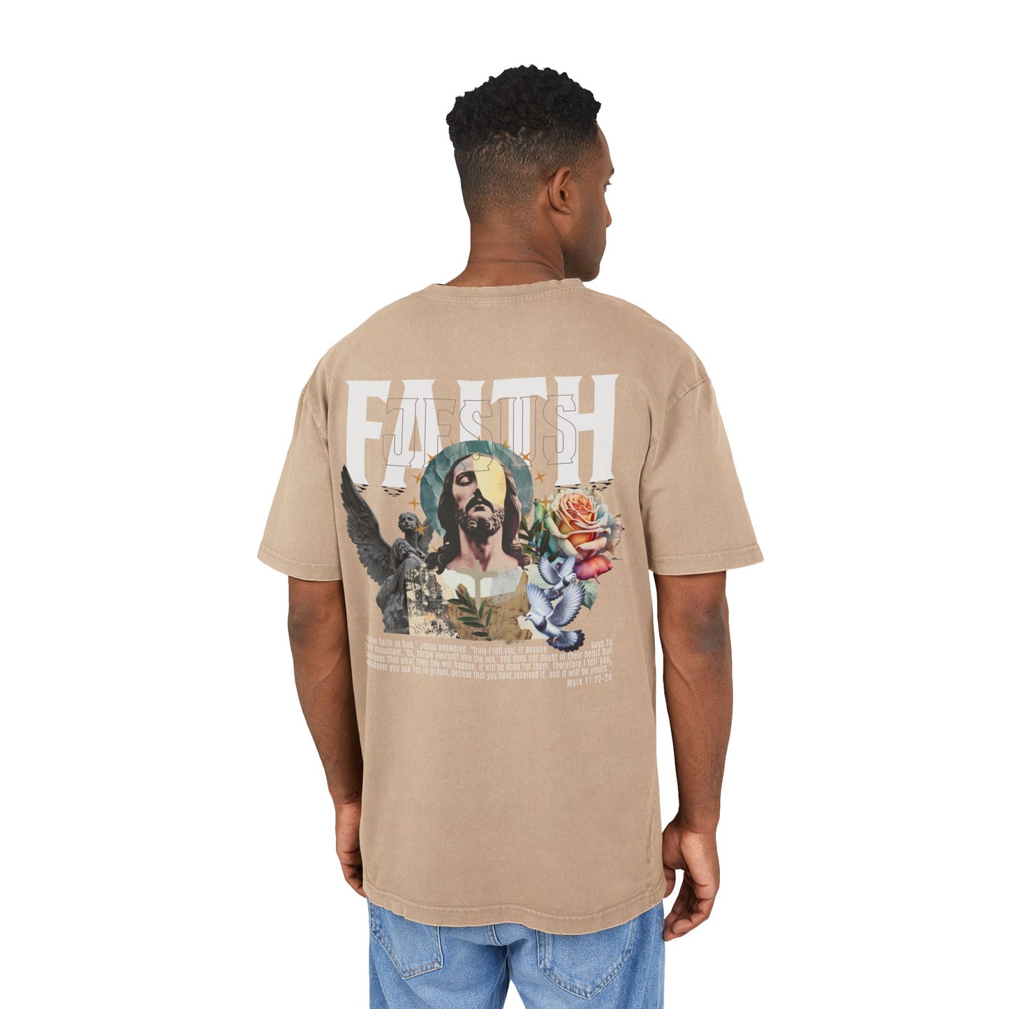 Have Faith Acid Washed Heavy Oversized T-Shirt