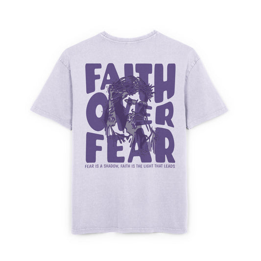 Fear is the Shadow, Faith is the Light Acid Washed Heavy Oversized T-Shirt