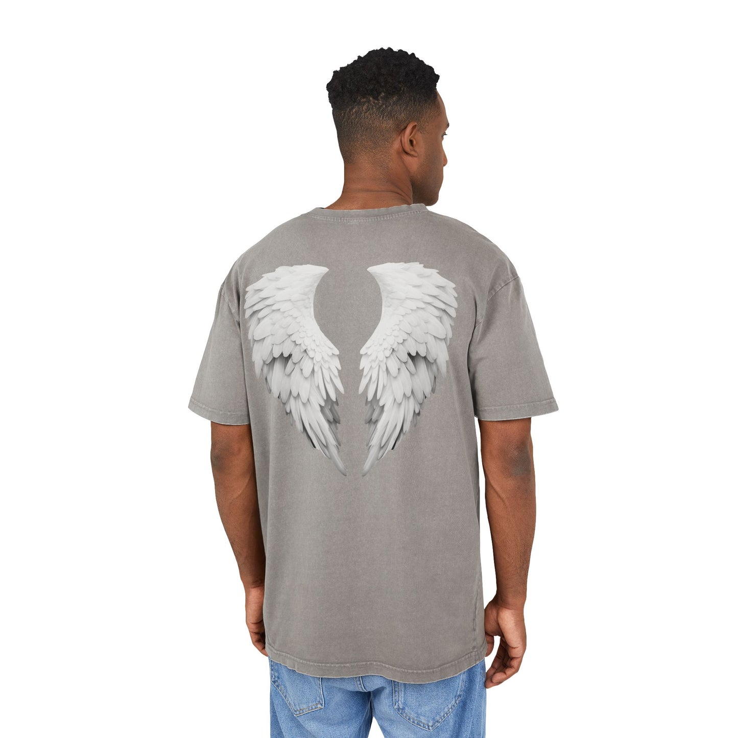 Angel Wings Acid Washed Heavy Oversized T-Shirt