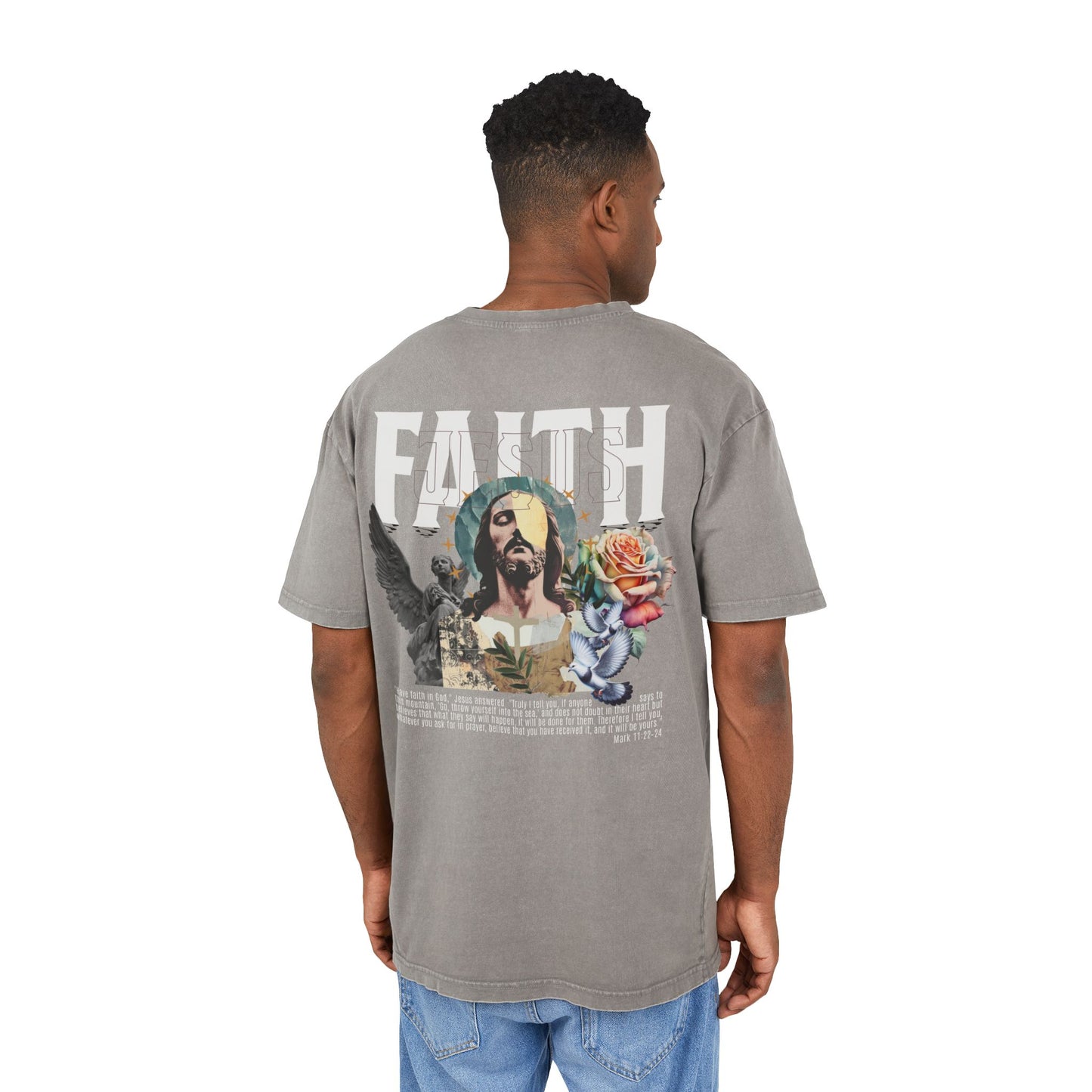 Have Faith Acid Washed Heavy Oversized T-Shirt