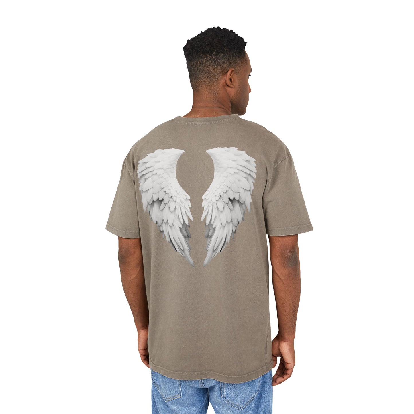 Angel Wings Acid Washed Heavy Oversized T-Shirt