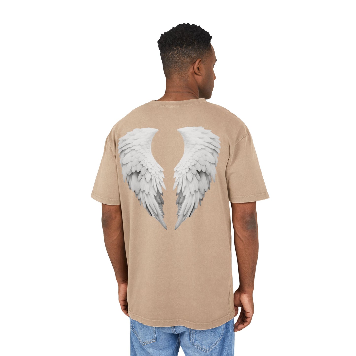 Angel Wings Acid Washed Heavy Oversized T-Shirt