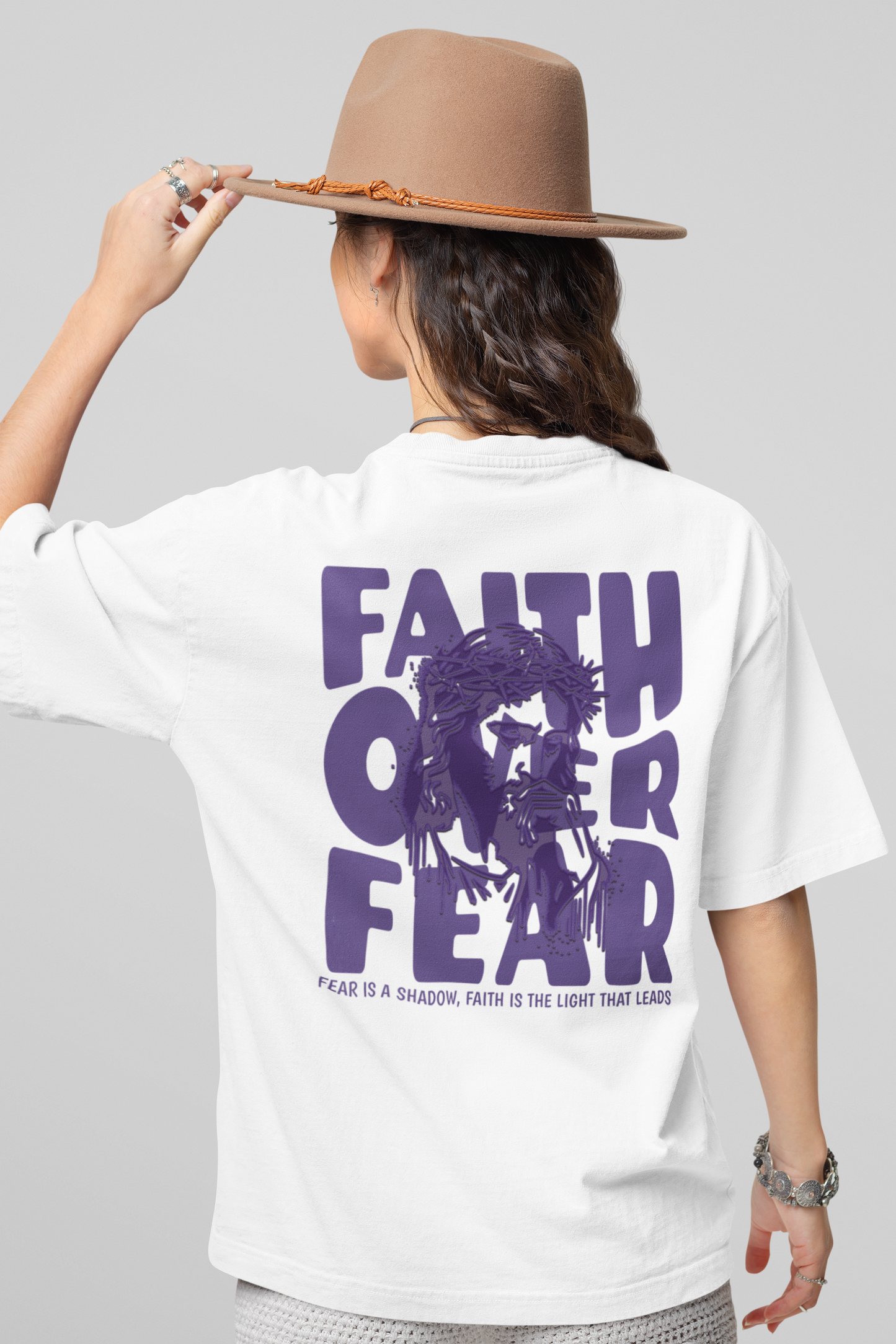 Fear Is the Shadow, Faith Is the Light Unisex Oversized T-Shirt